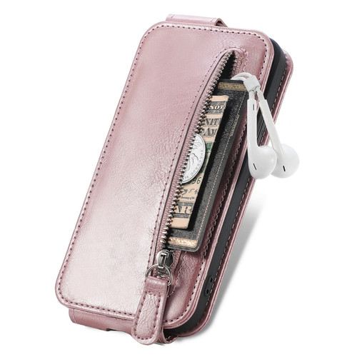 ZTE Blade V40 Pro Zipper Wallet Vertical Flip Leather Phone Case - Gose Gold